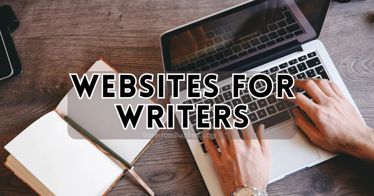 A person typing on a laptop, exploring websites for writers to cure boredom "websites for writers"