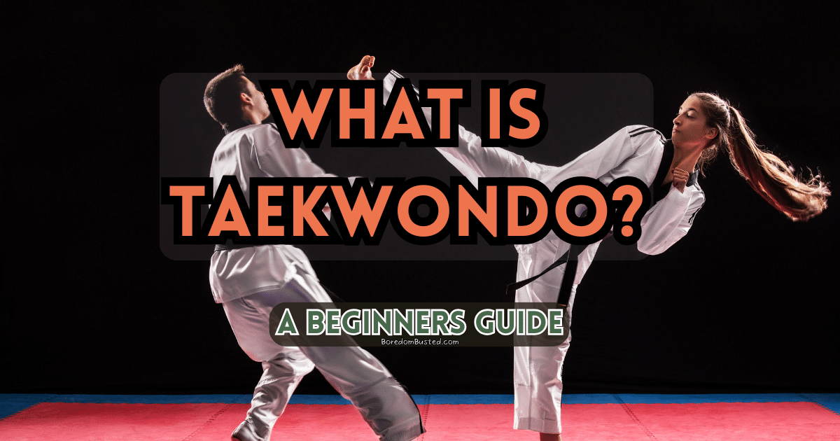 A beginner guide to Taekwondo, featured image "what is taekwondo?", 2 people practicing taekwondo in white robes and black belts